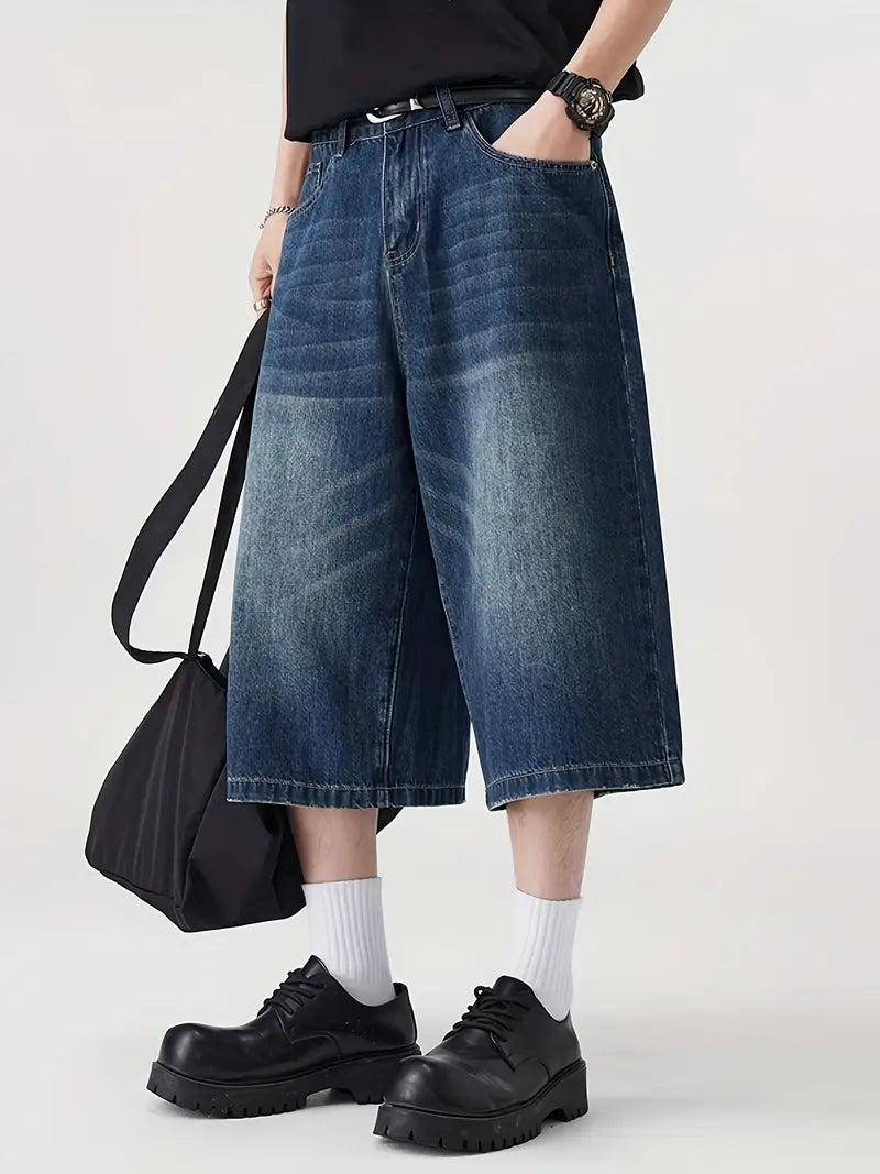 LOW HEAT VINTAGE – 7" Baggy Denim Shorts "Blau"
