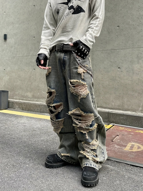 COUPLE BLUE – 11" Washed "Bronze" Baggy Jeans