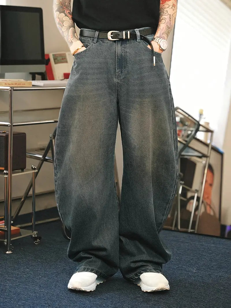 LOOSE VIBES - 5" Dark Blue Relaxed Jeans