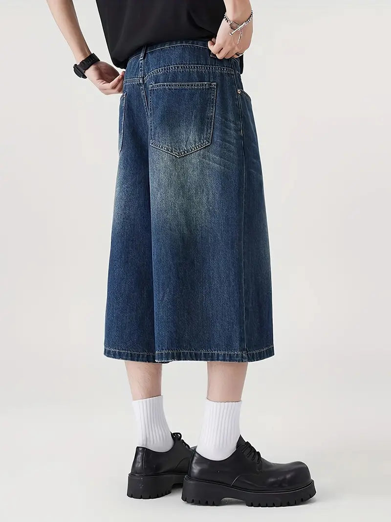 LOW HEAT VINTAGE – 7" Baggy Denim Shorts "Blau"