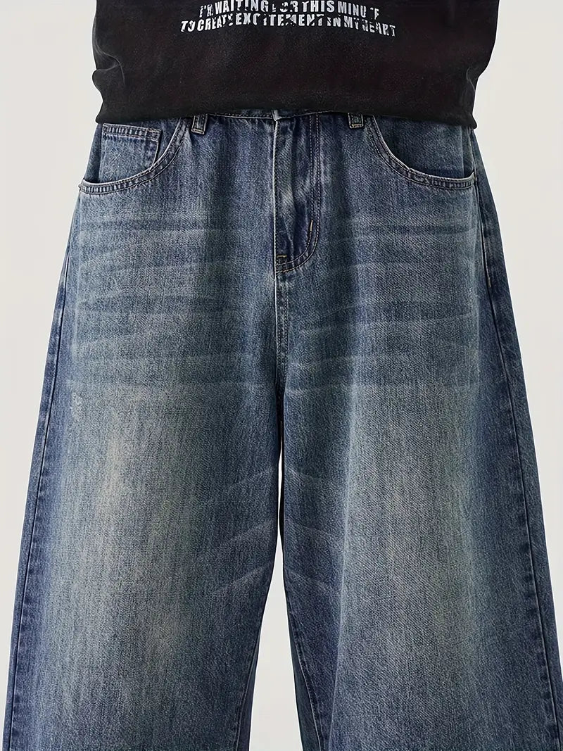 LOW HEAT VINTAGE – 7" Baggy Denim Shorts "Meeresblau"