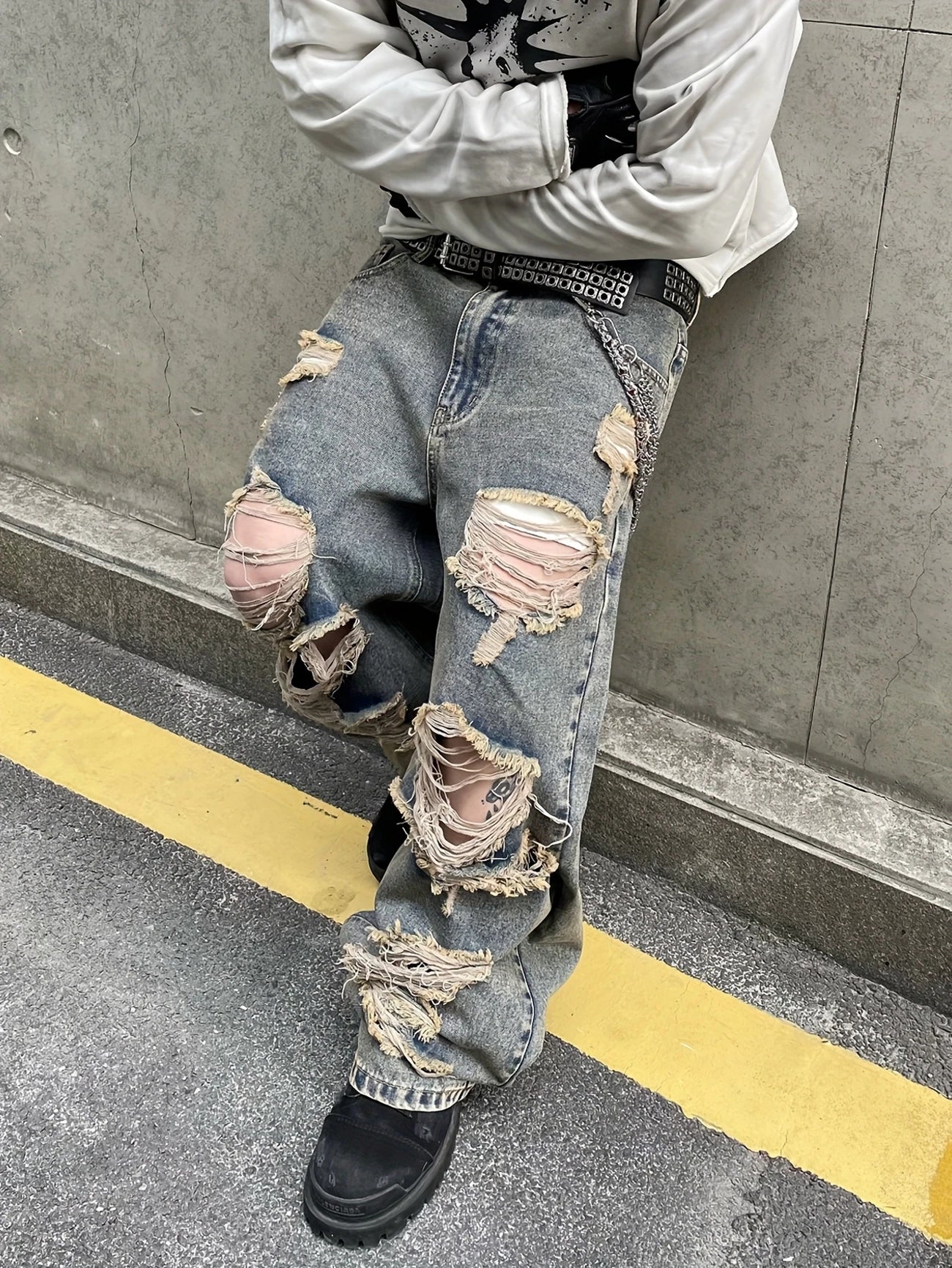 COUPLE BLUE – 11" Washed "Bronze" Baggy Jeans