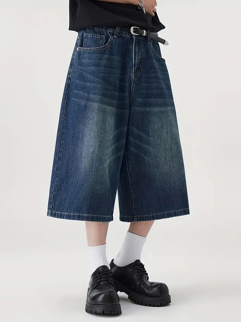 LOW HEAT VINTAGE – 7" Baggy Denim Shorts "Blau"