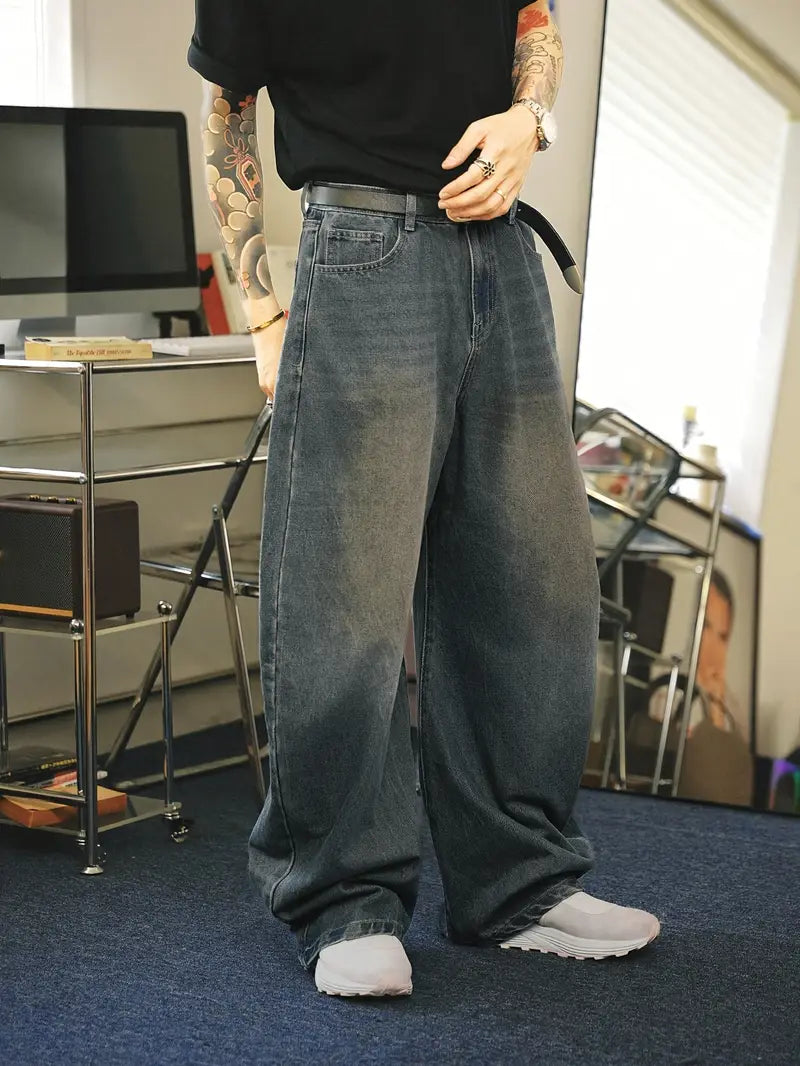 LOOSE VIBES - 5" Dark Blue Relaxed Jeans