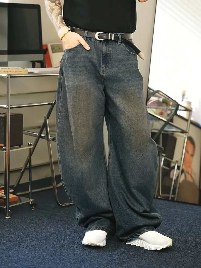LOOSE VIBES - 5" Dark Blue Relaxed Jeans