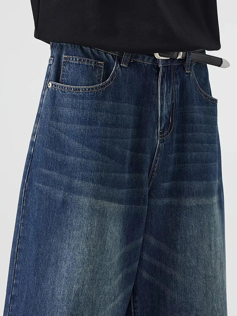LOW HEAT VINTAGE – 7" Baggy Denim Shorts "Blau"