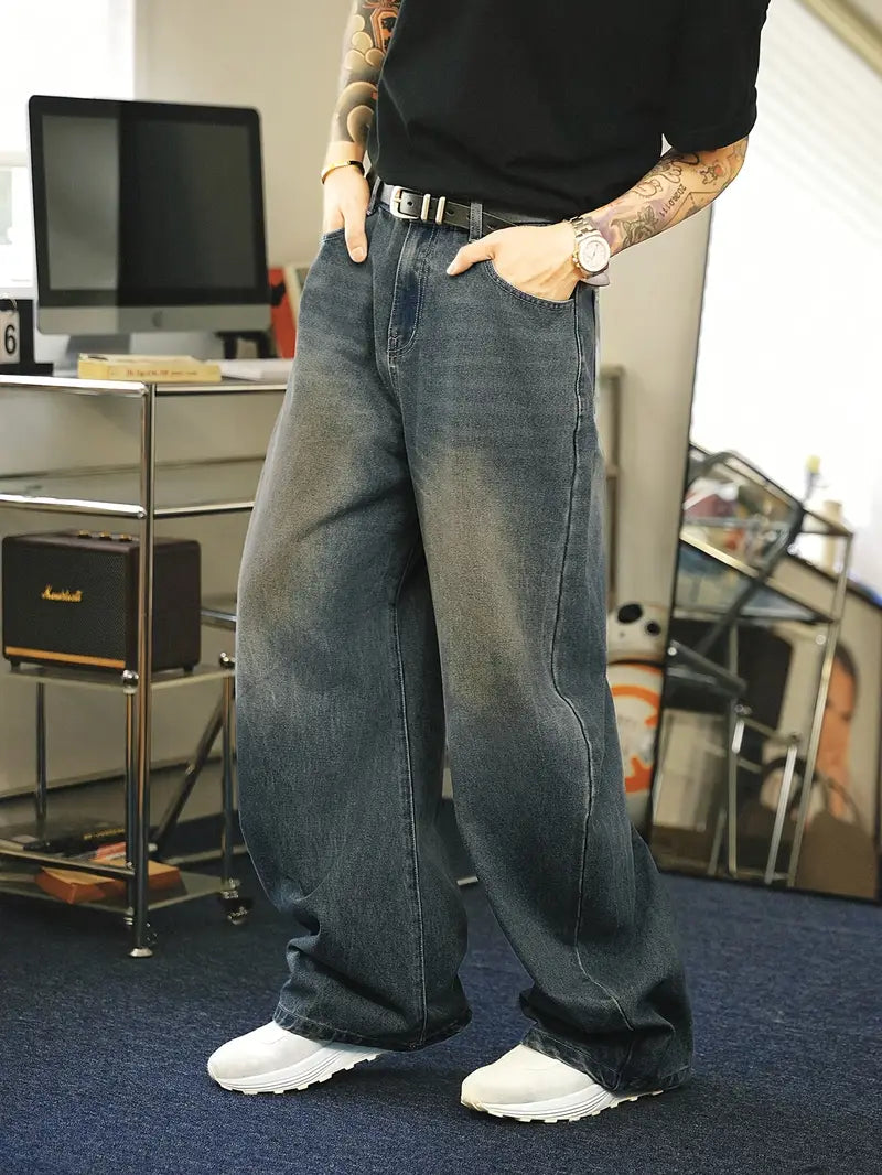 LOOSE VIBES - 5" Dark Blue Relaxed Jeans