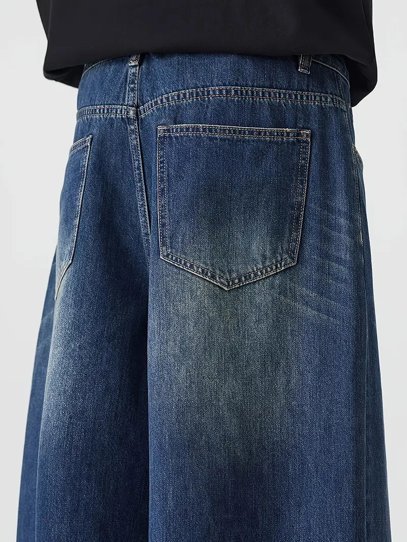 LOW HEAT VINTAGE – 7" Baggy Denim Shorts "Blau"